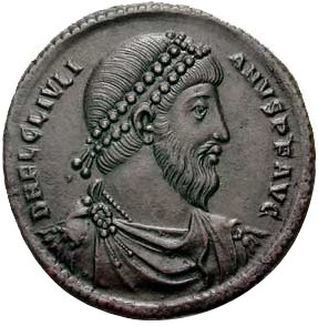 Temple Aborted
Classical Numismatic Group, Inc Portrait of Julian the Apostate on a bronze coin from Antioch, 360-363