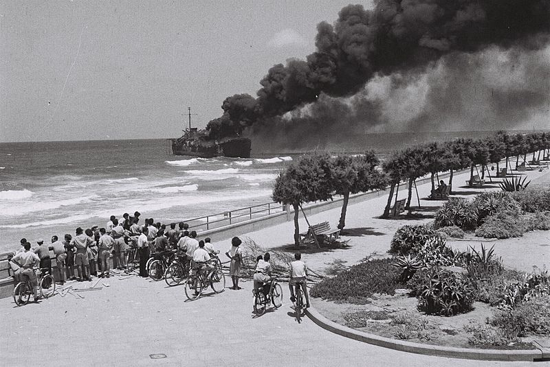 Altalena
Hans Pinn Immigrant and weapons ship Altalena burning off the Tel Aviv coast